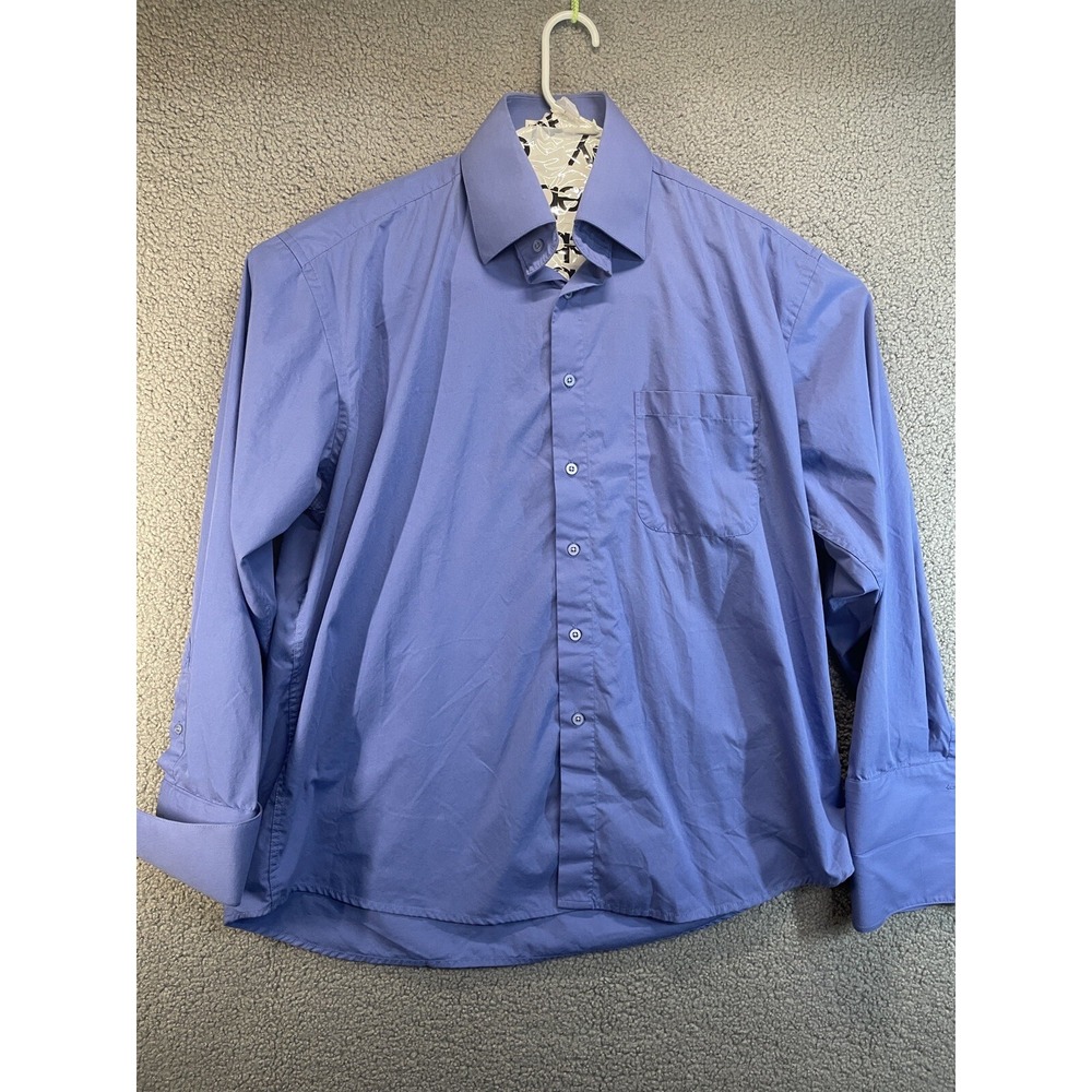 Avanti Uomo‎ Shirt Men 17.5 34/35  Long Sleeve Flip Cuffs Formal Dress Top